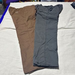 2 Pair Field and Stream Men Bonded Fleece Lined Cotton Pants 38 x 32